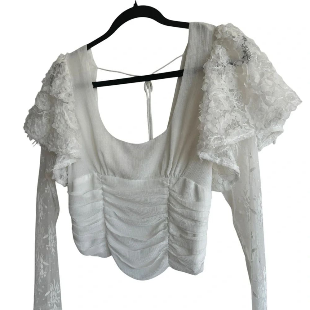 Free People White Dream Of You Top, Size XS